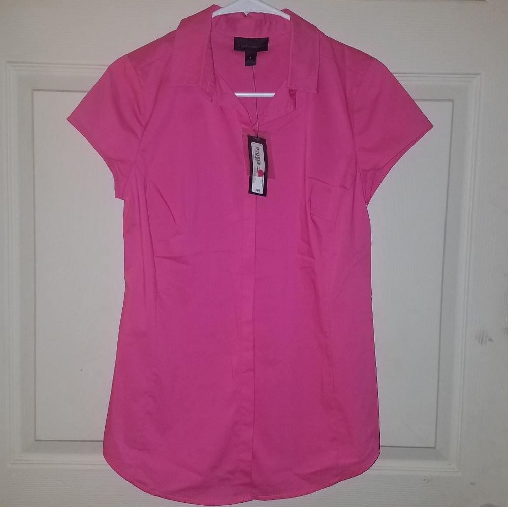 Magenta button-down blouse